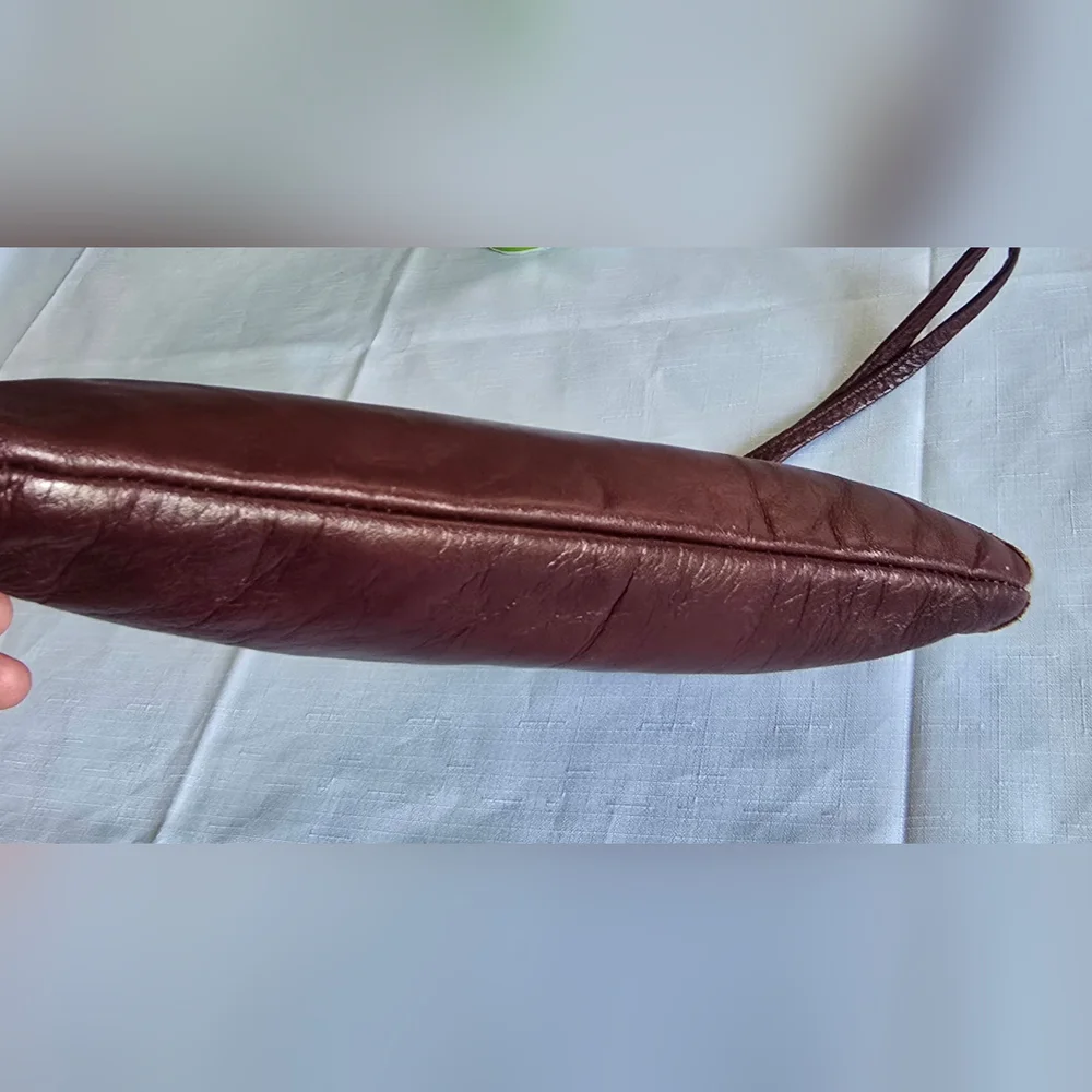 Michael Of Boston VINTAGE Handbag Burgundy Leather Small Clutch Wristlet